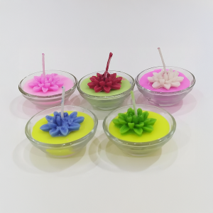 Lotus Bowl Candle Set – Handcrafted Multicolour Flower Candles (Set of 5)