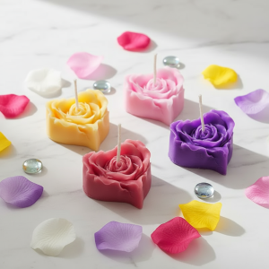 Heart Shaped Rose Candles – Handcrafted Soy Wax Flowers (Set of 4)