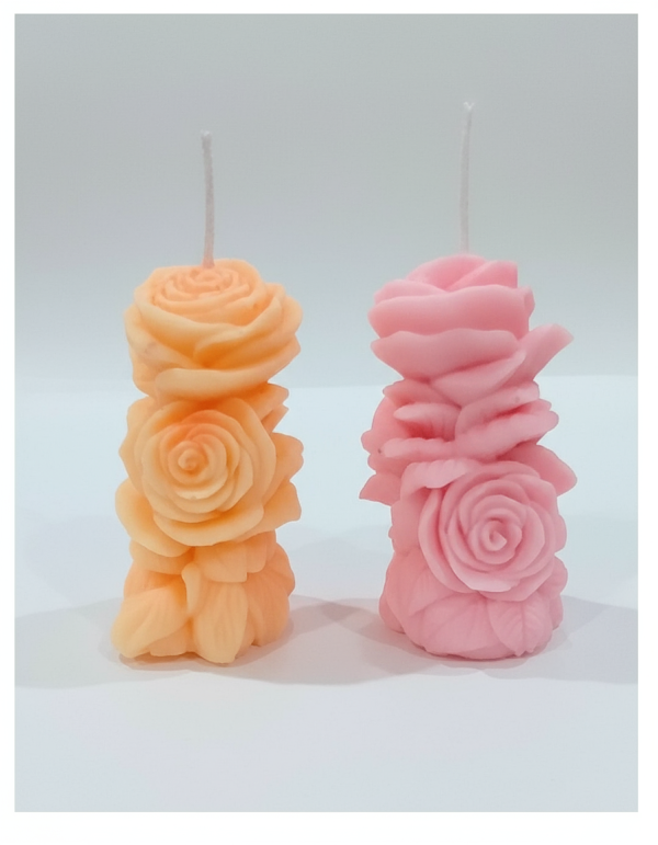 Double Rose Decorative Candle Set – Handcrafted Wax Roses (Pack of 2)