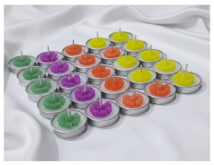 Multicolour Tealight Flower Candle Set – Handcrafted Decorative Wax Candles (Pack of 20)