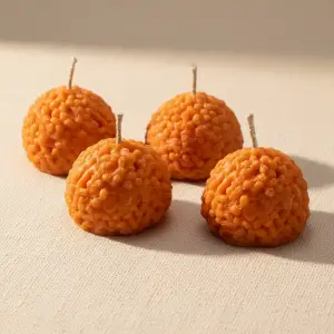 Motichoor Laddu Candle – Hand-Poured Decorative Wax Sweet for Festive Gifting & Décor